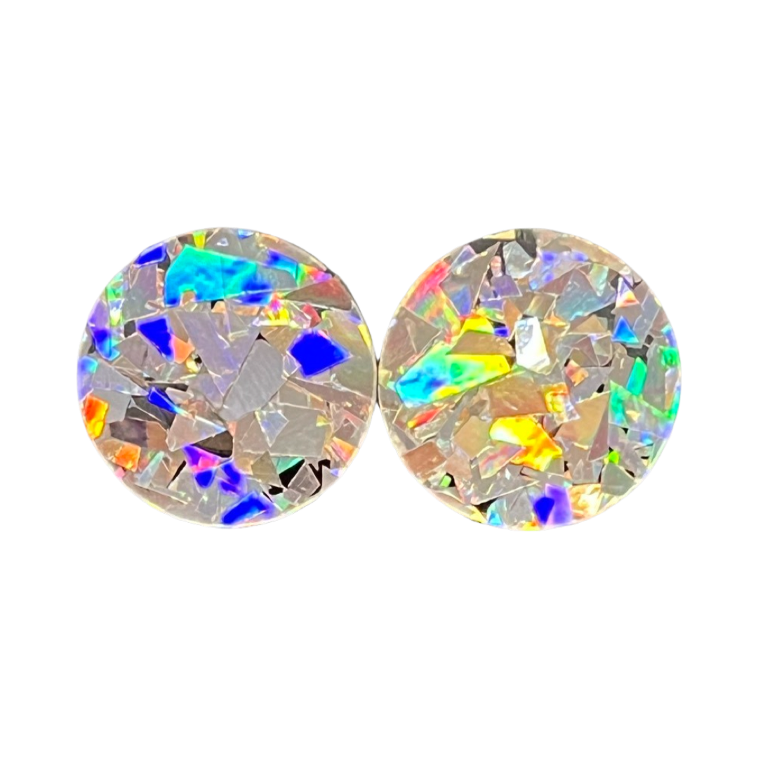 Silver holographic Statement Studs (1.5cms)