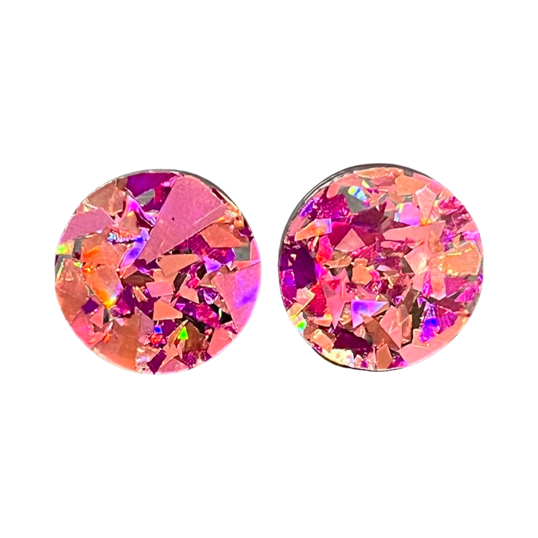 Purple & Pink holographic Statement Studs (1.5cms)
