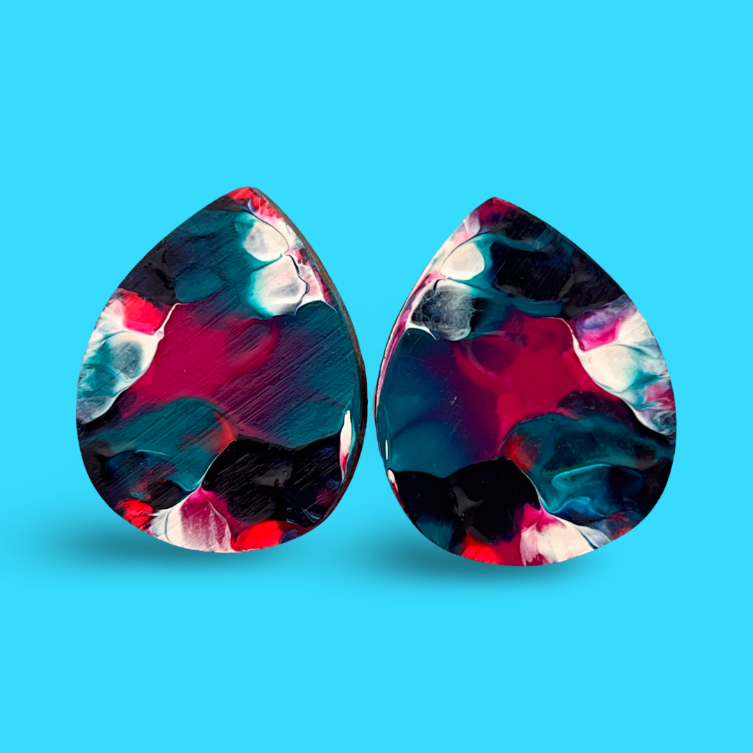 Pink Bits arty Drops 30mm Stud Earrings