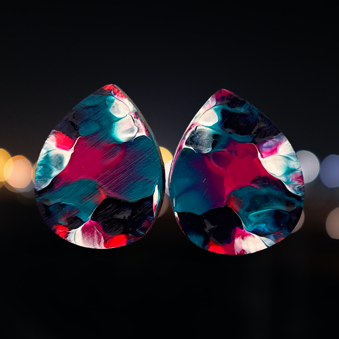 Pink Bits arty Drops 30mm Stud Earrings