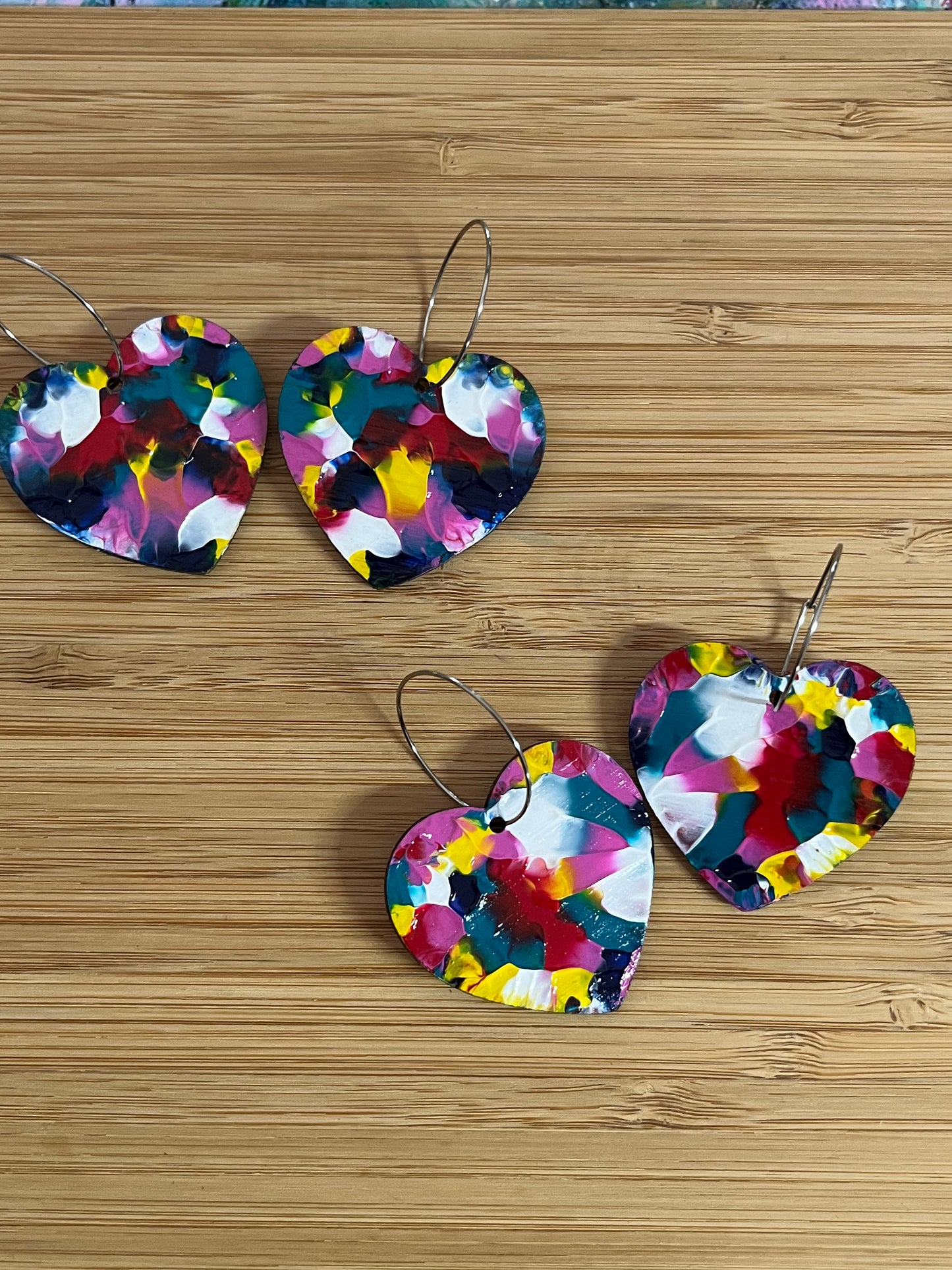 Rainbow 🌈 Arty Love Heart Hoops