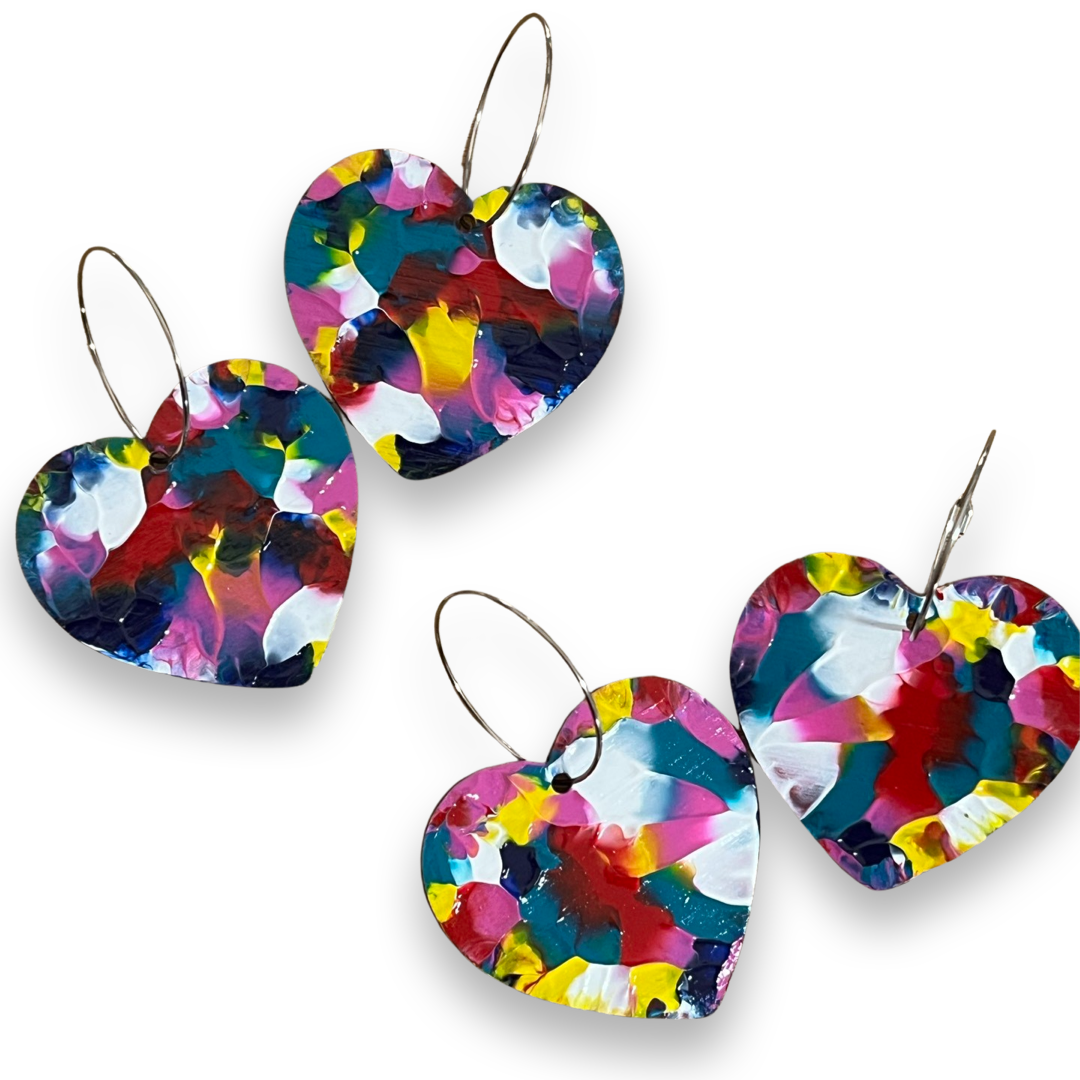 Rainbow 🌈 Arty Love Heart Hoops
