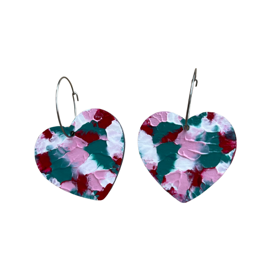 Arty Love Heart Hoops
