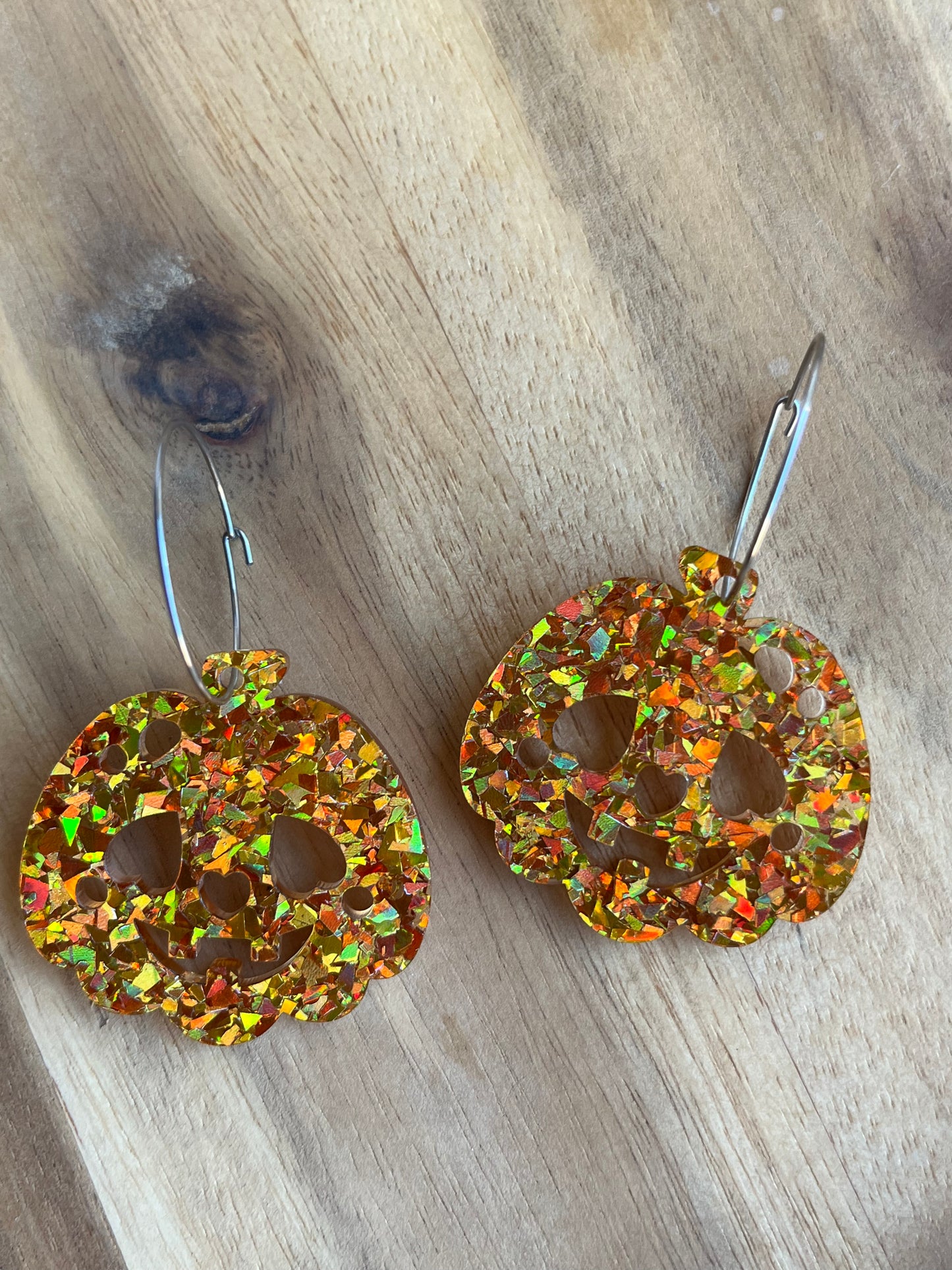 Orange Holographic Pumpkin 🎃 Hoops