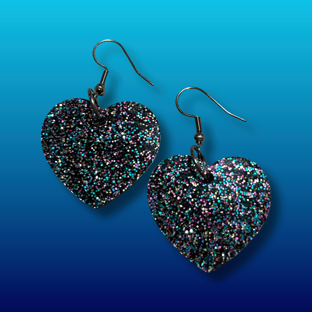 Glittery purple and blues Heart Hooks