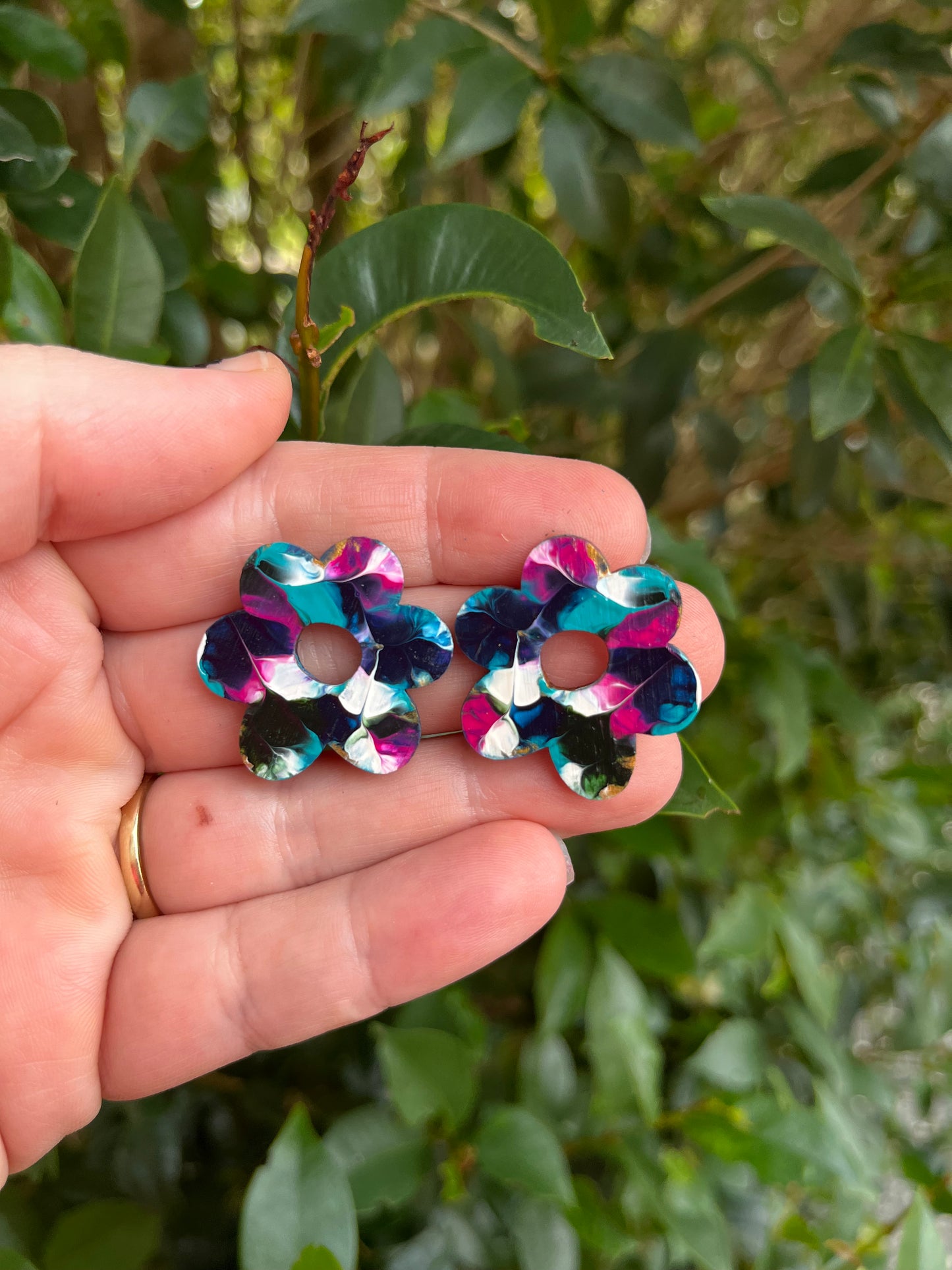 Sea Garden Flower 30mm Stud Earrings