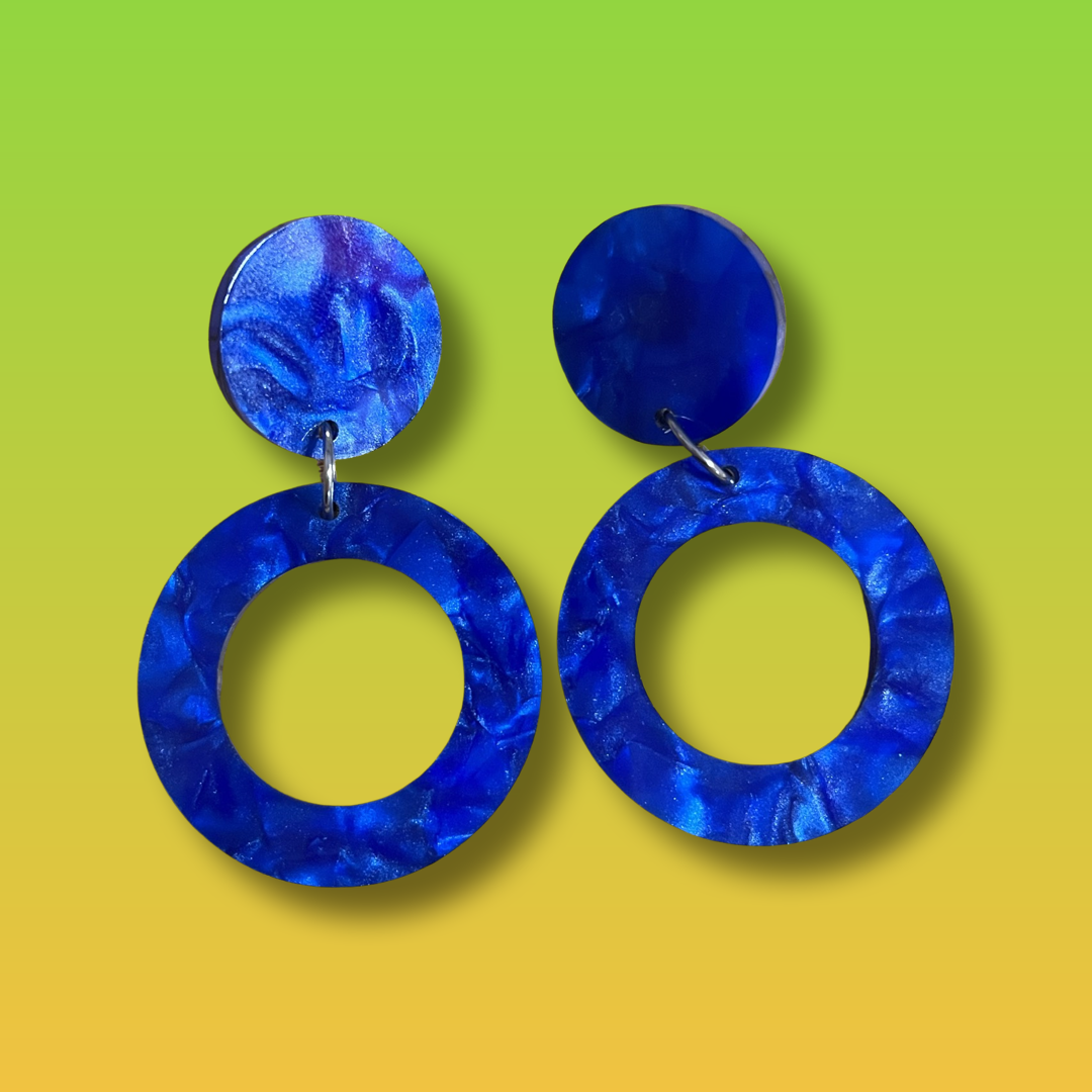 Blue Marble swirl mineral Dangles