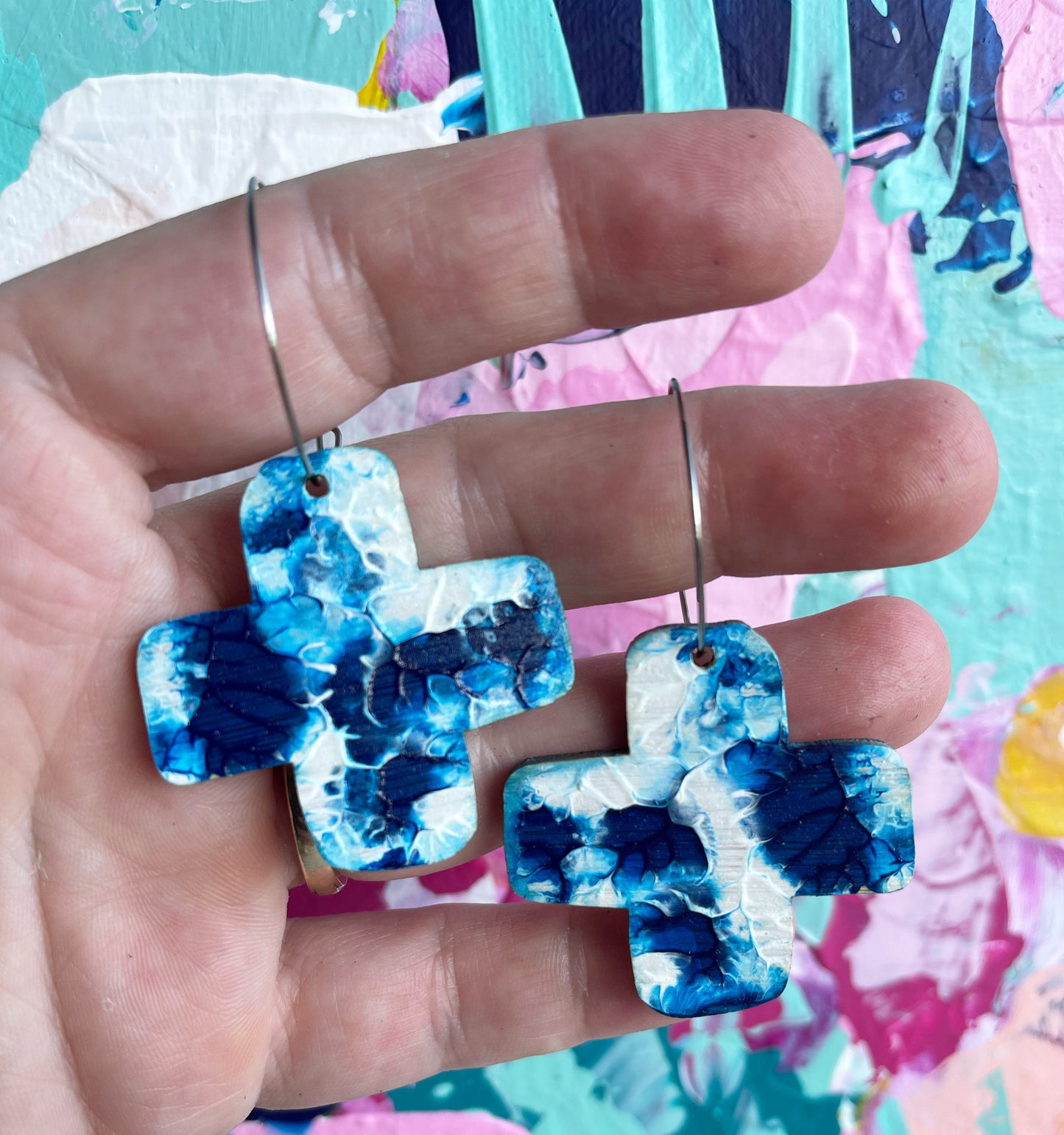 Blue and White Arty Cross Hoops