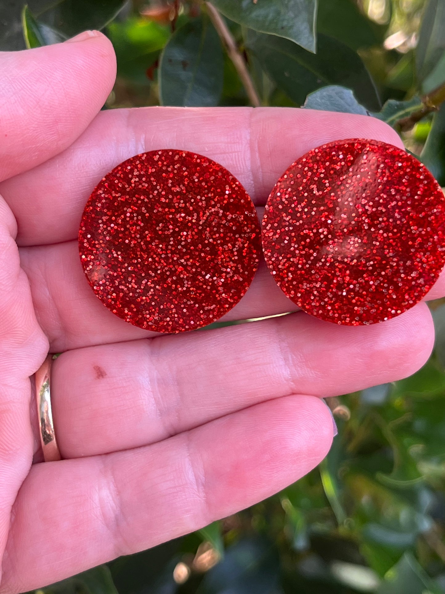 Red / Orange glitter acrylic Statement Studs