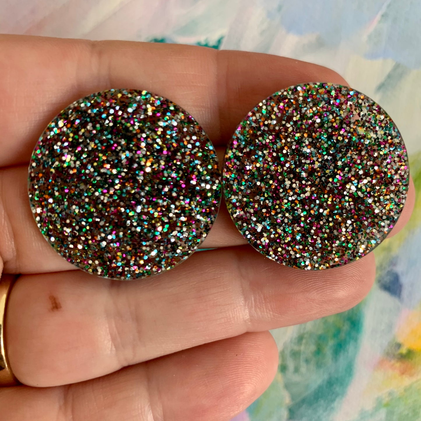 Glitter Rainbow Statement Studs