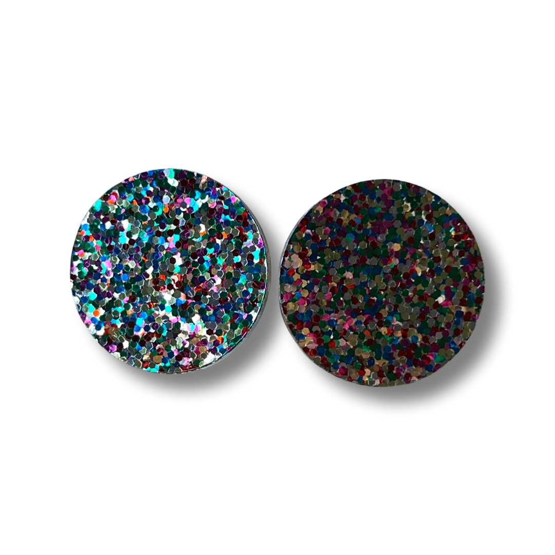 Gold Rainbow Glitter Statement Studs