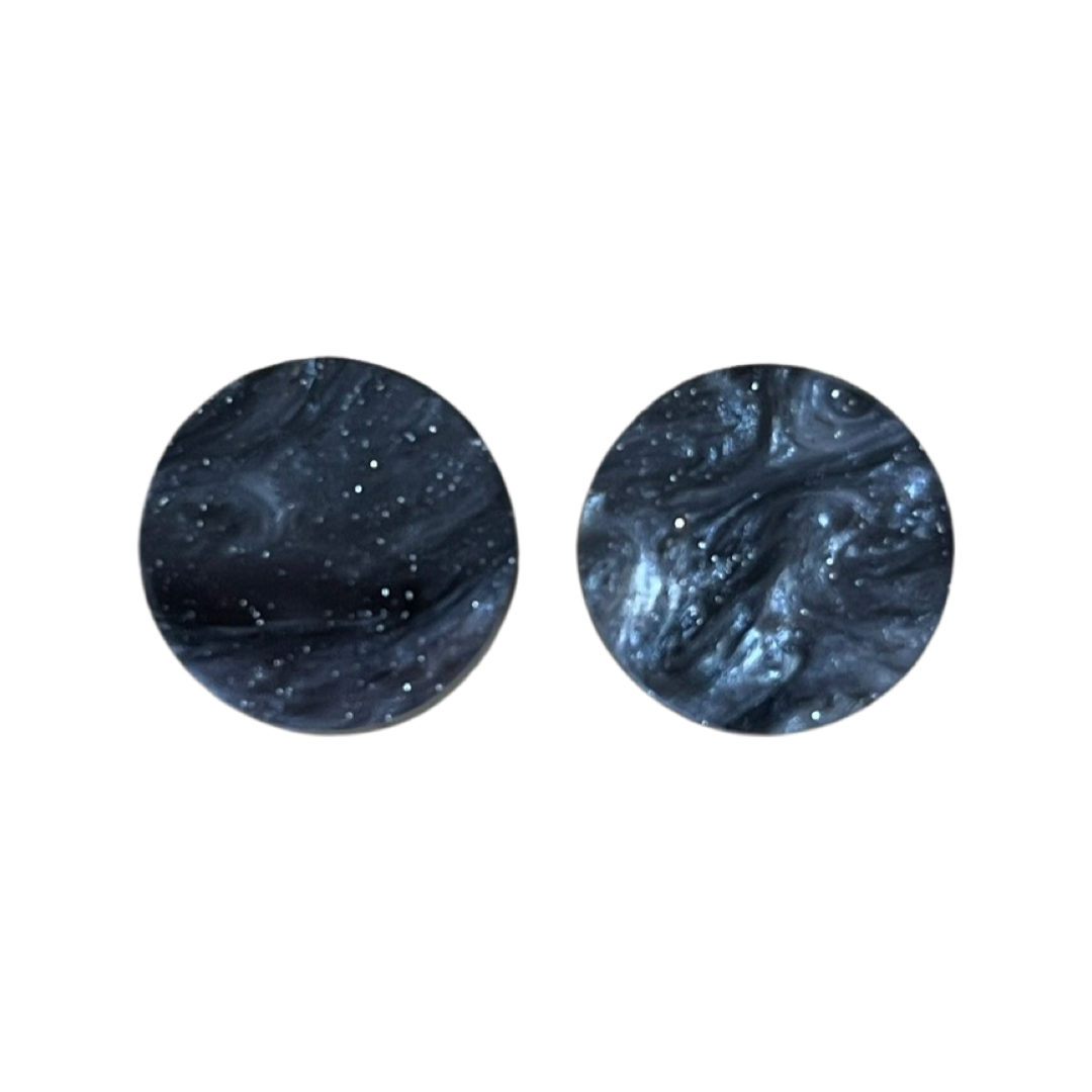 Black Grey Glittery Marble Statement Studs (1.5cms)