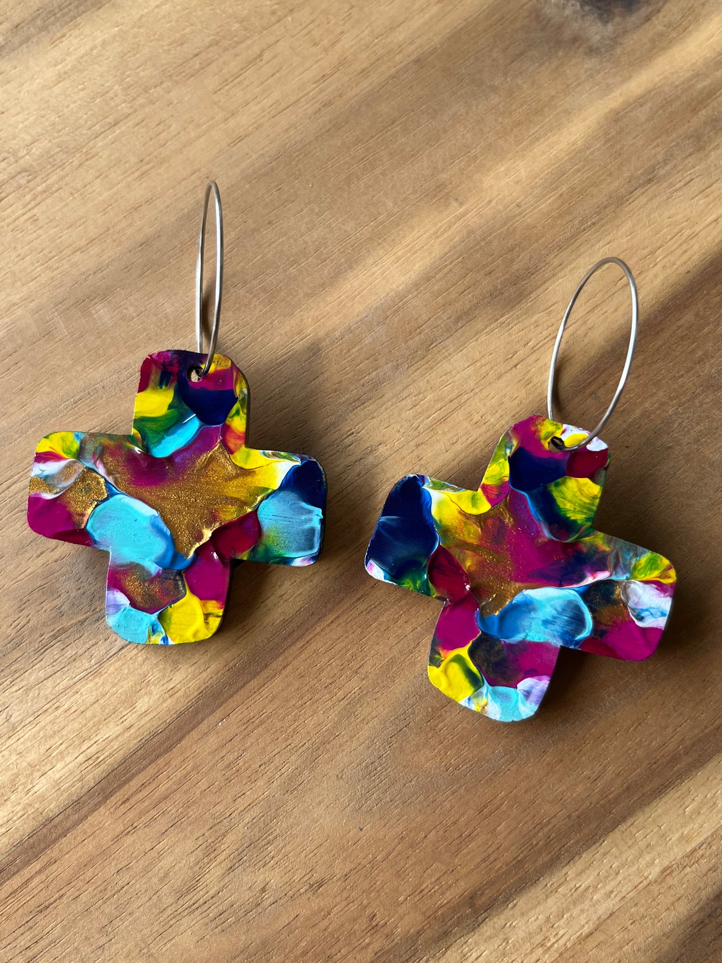 Colour Lover Arty Cross Hoops