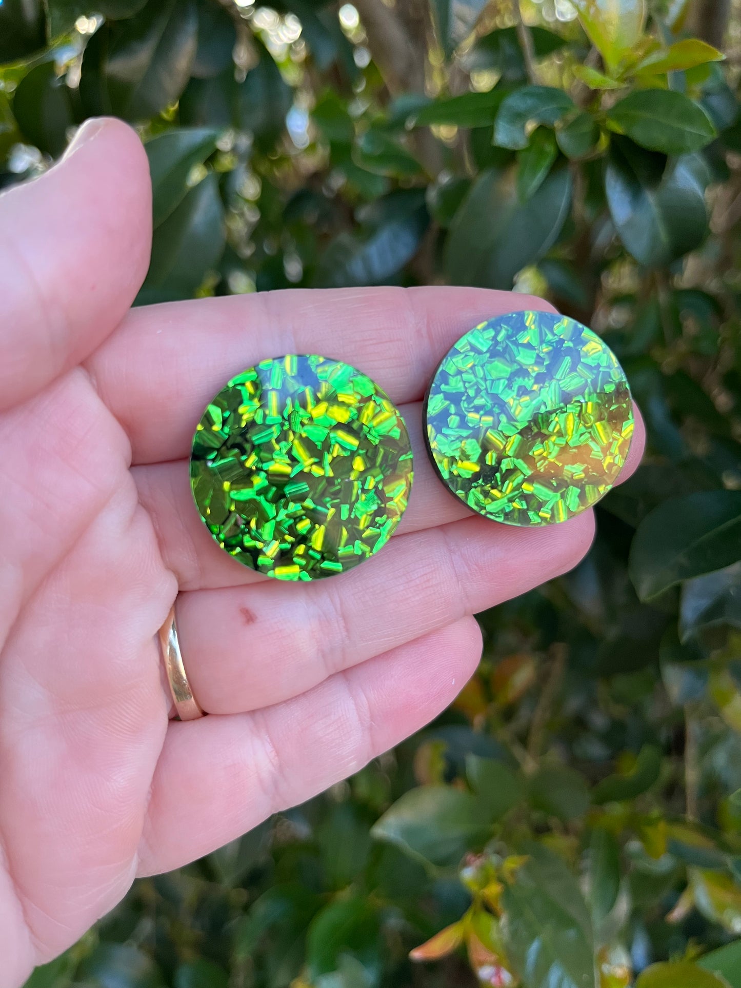 Green Foil Statement Studs