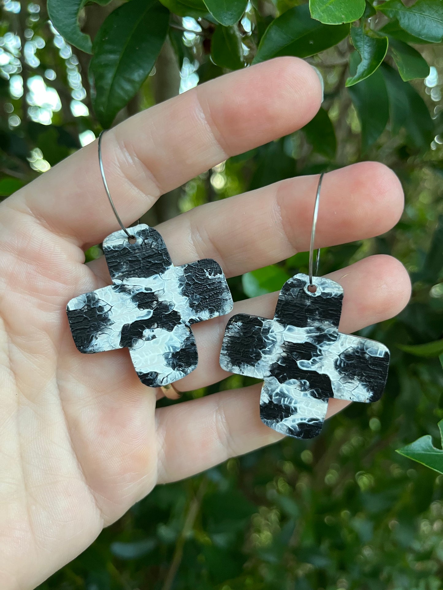 Black and White Arty Cross Hoops