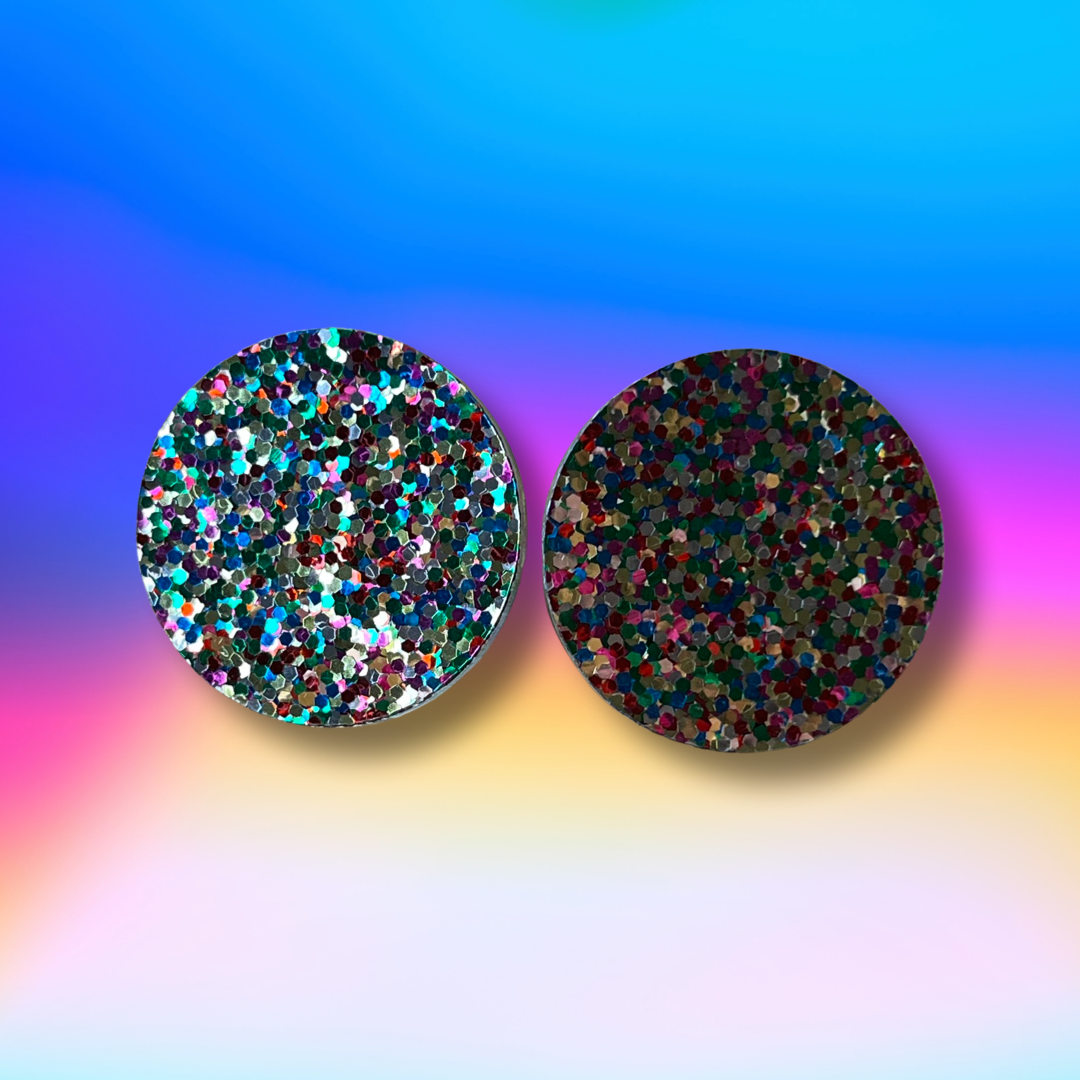 Gold Rainbow Glitter Statement Studs