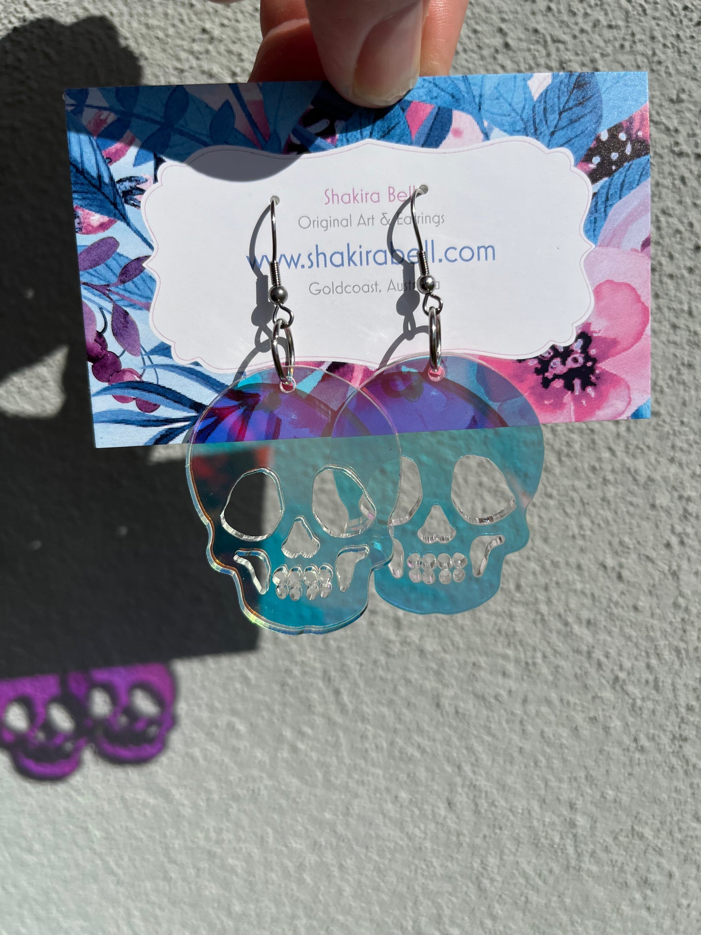 Iridescent Holographic Skull Hooks