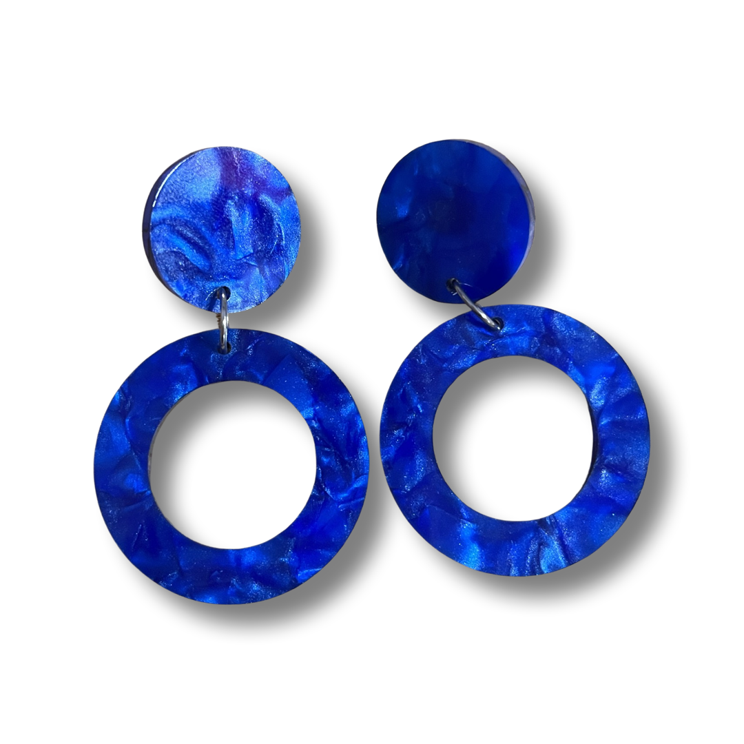 Blue Marble swirl mineral Dangles