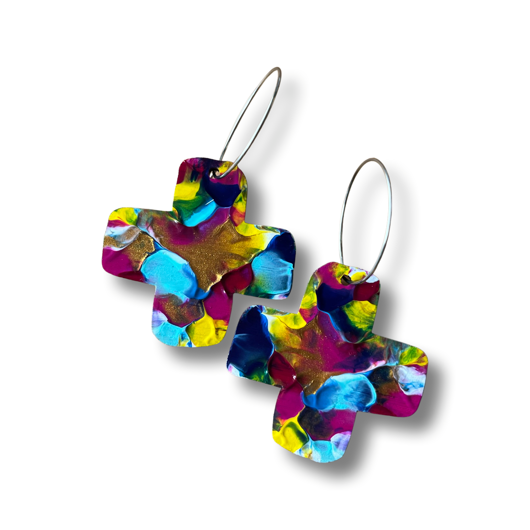 Colour Lover Arty Cross Hoops