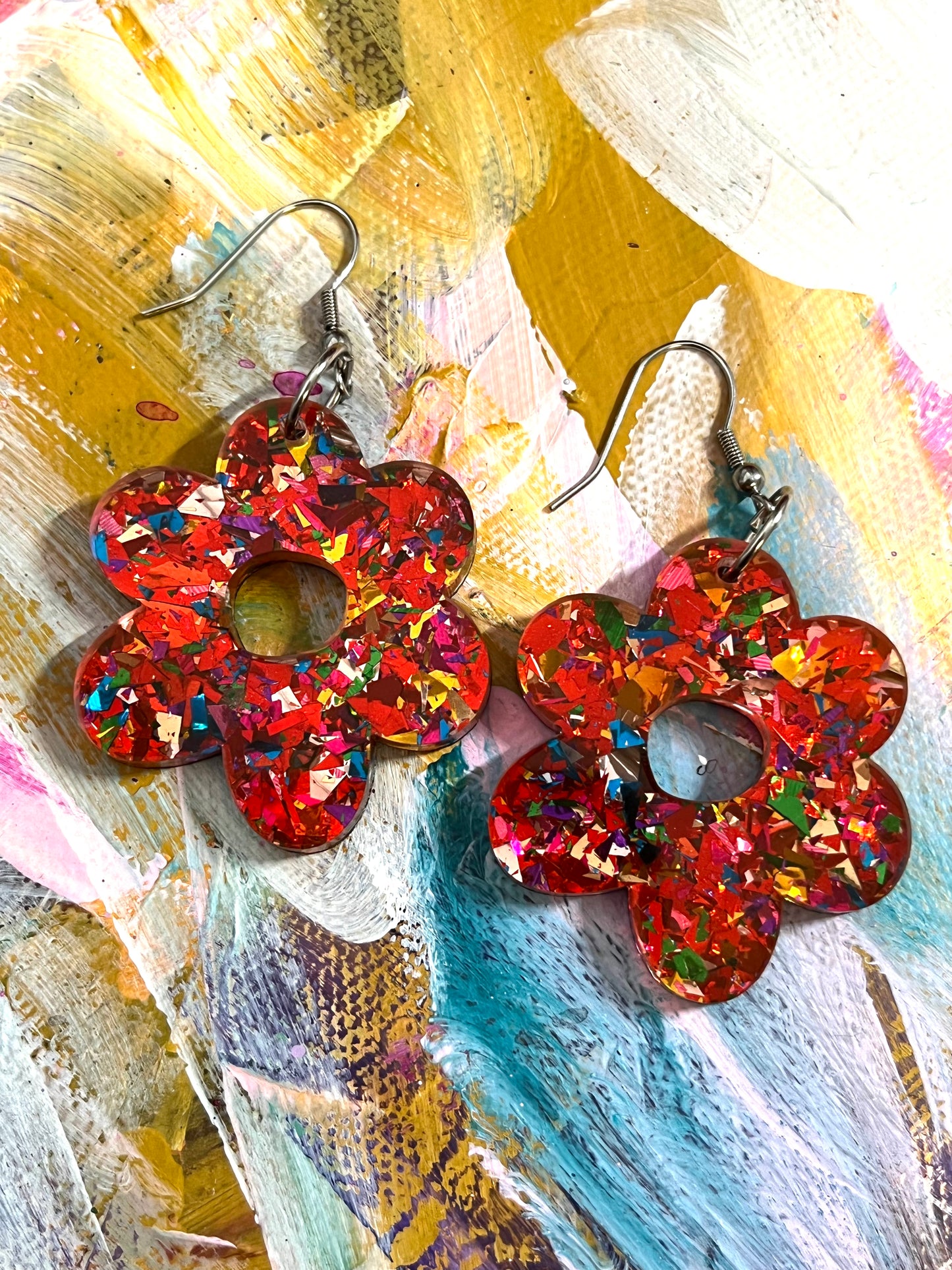 Clown Foil Holographic Flower Hooks