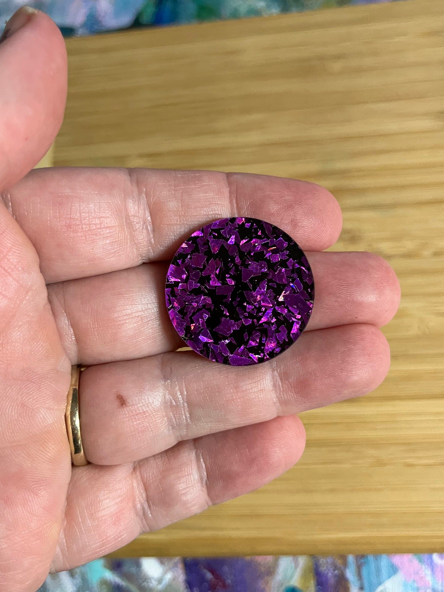 Purple holographic Statement Studs (3cms)