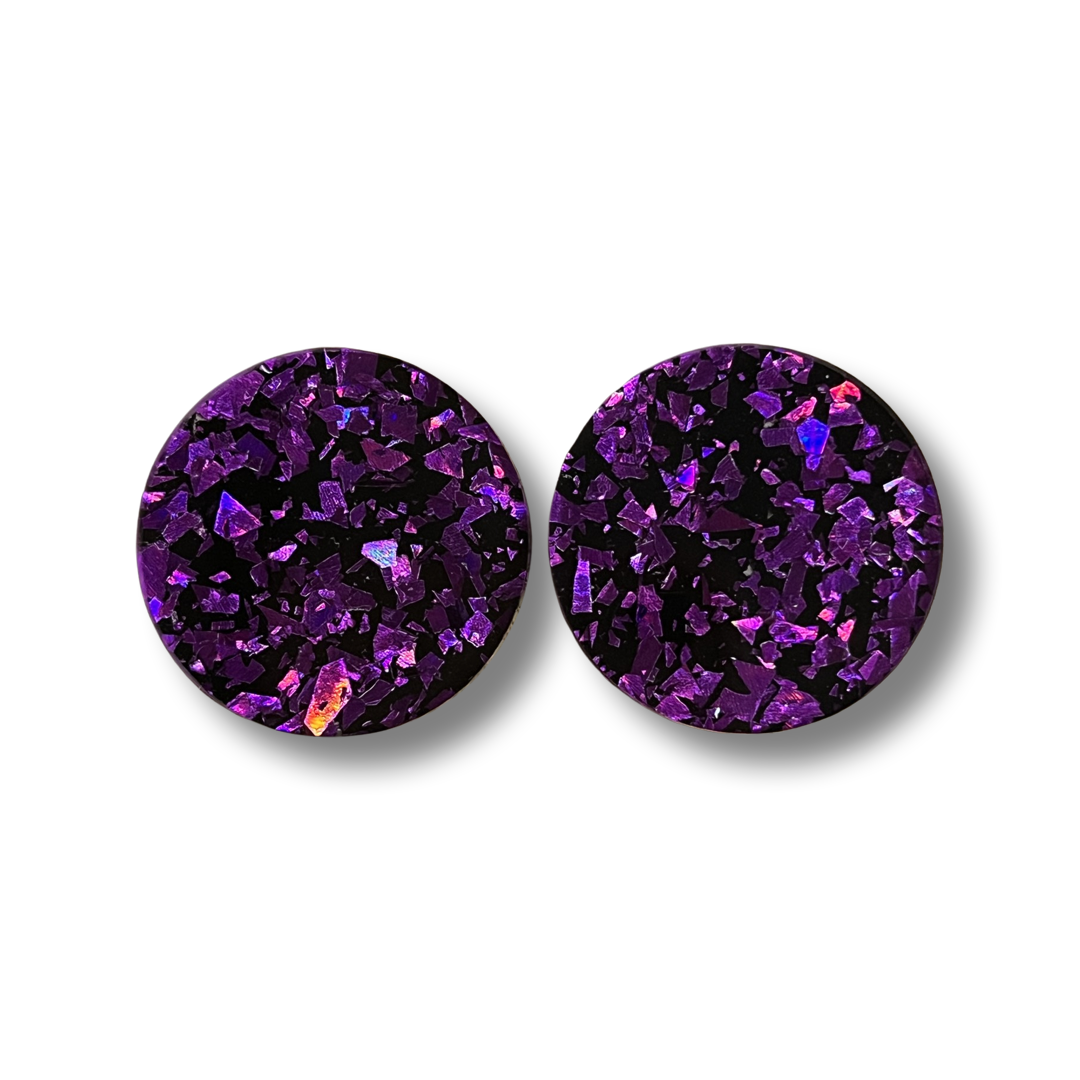 Purple holographic Statement Studs (3cms)