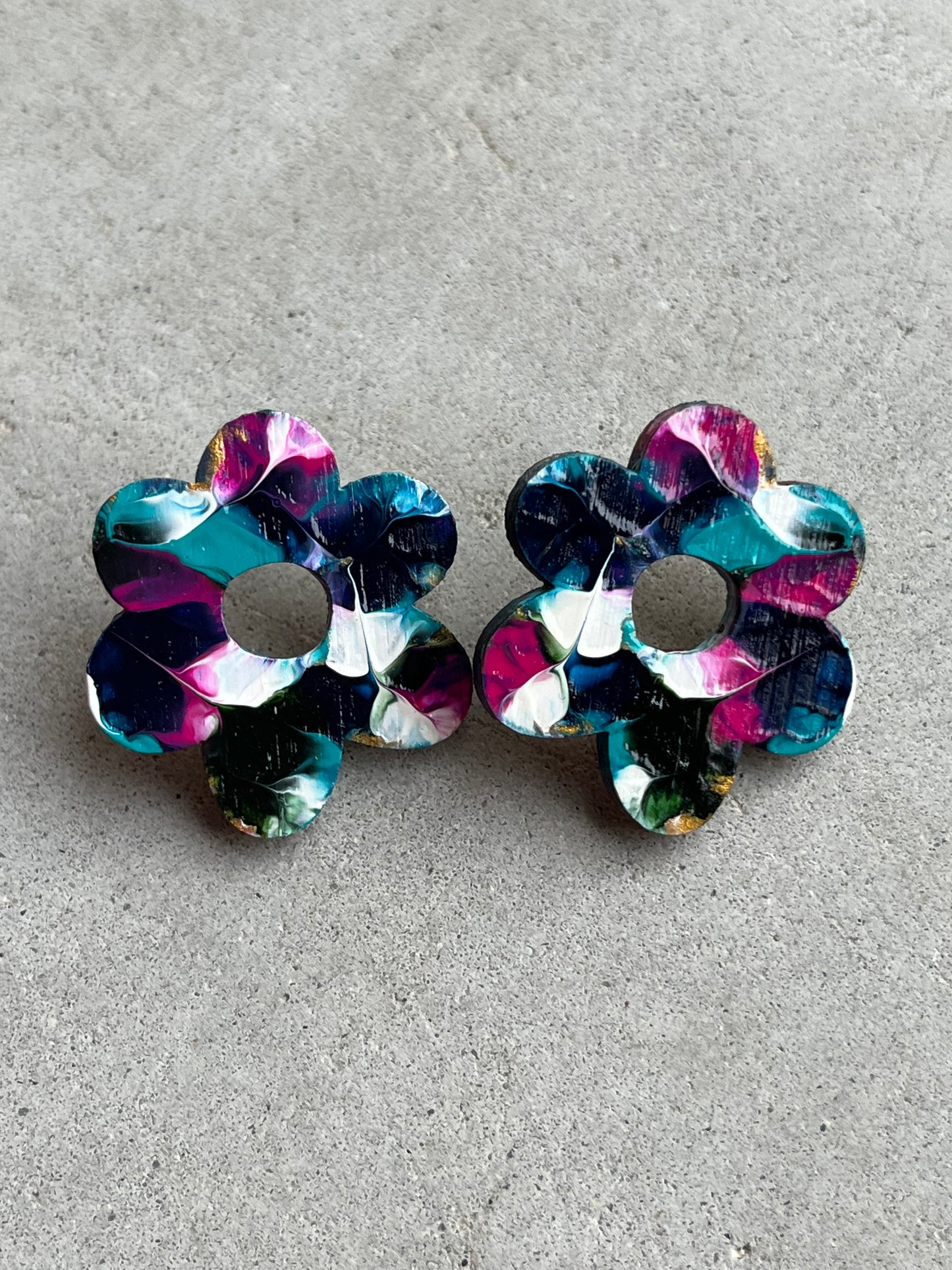 Sea Garden Flower 30mm Stud Earrings