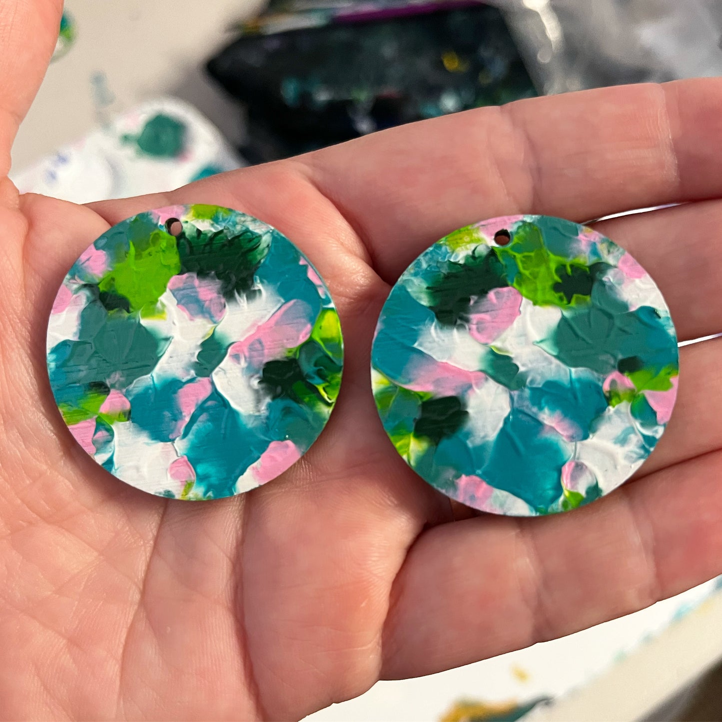 Pink and Green 40mm Arty Hoops
