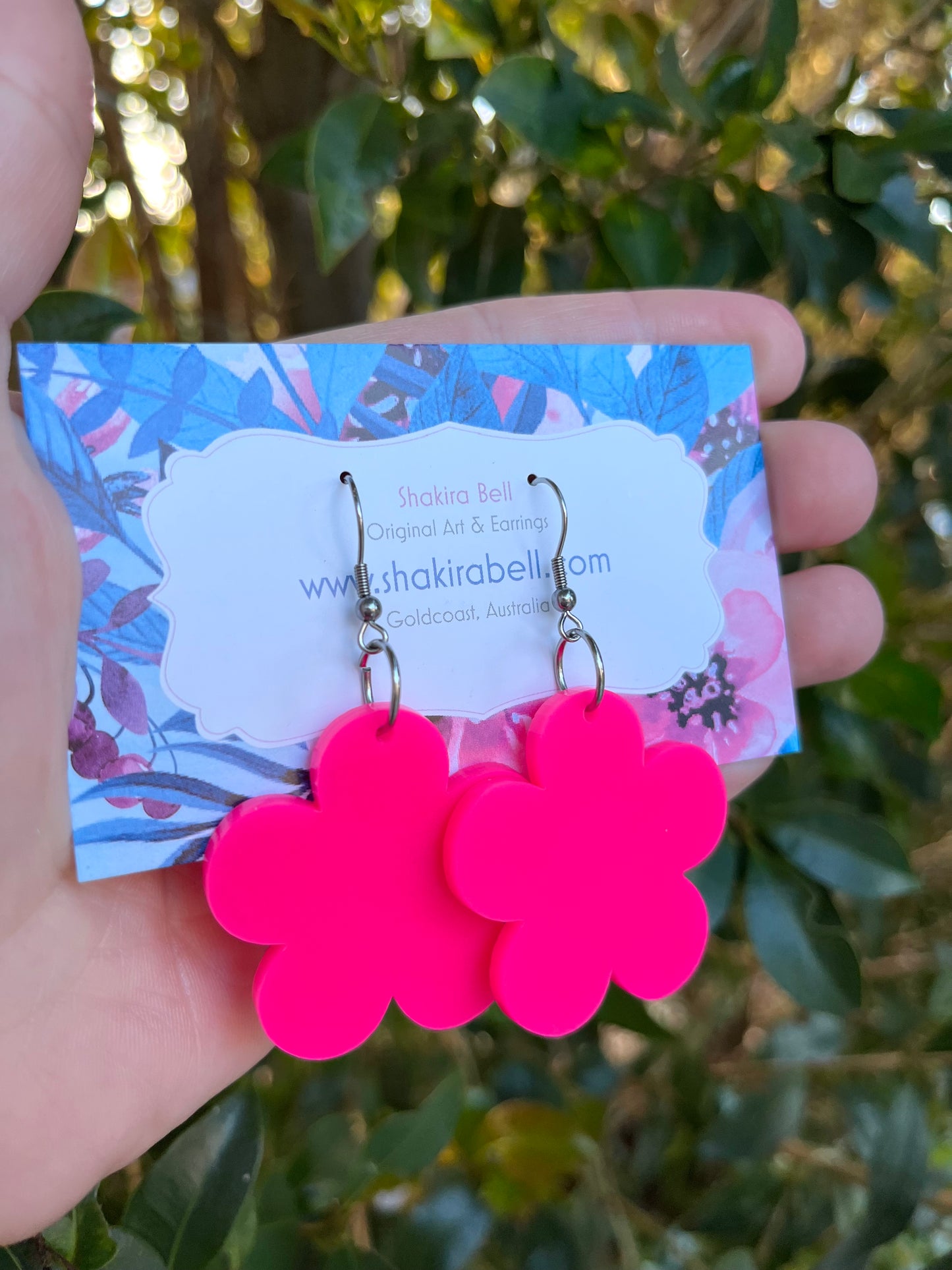 Hot pink Flower Earrings