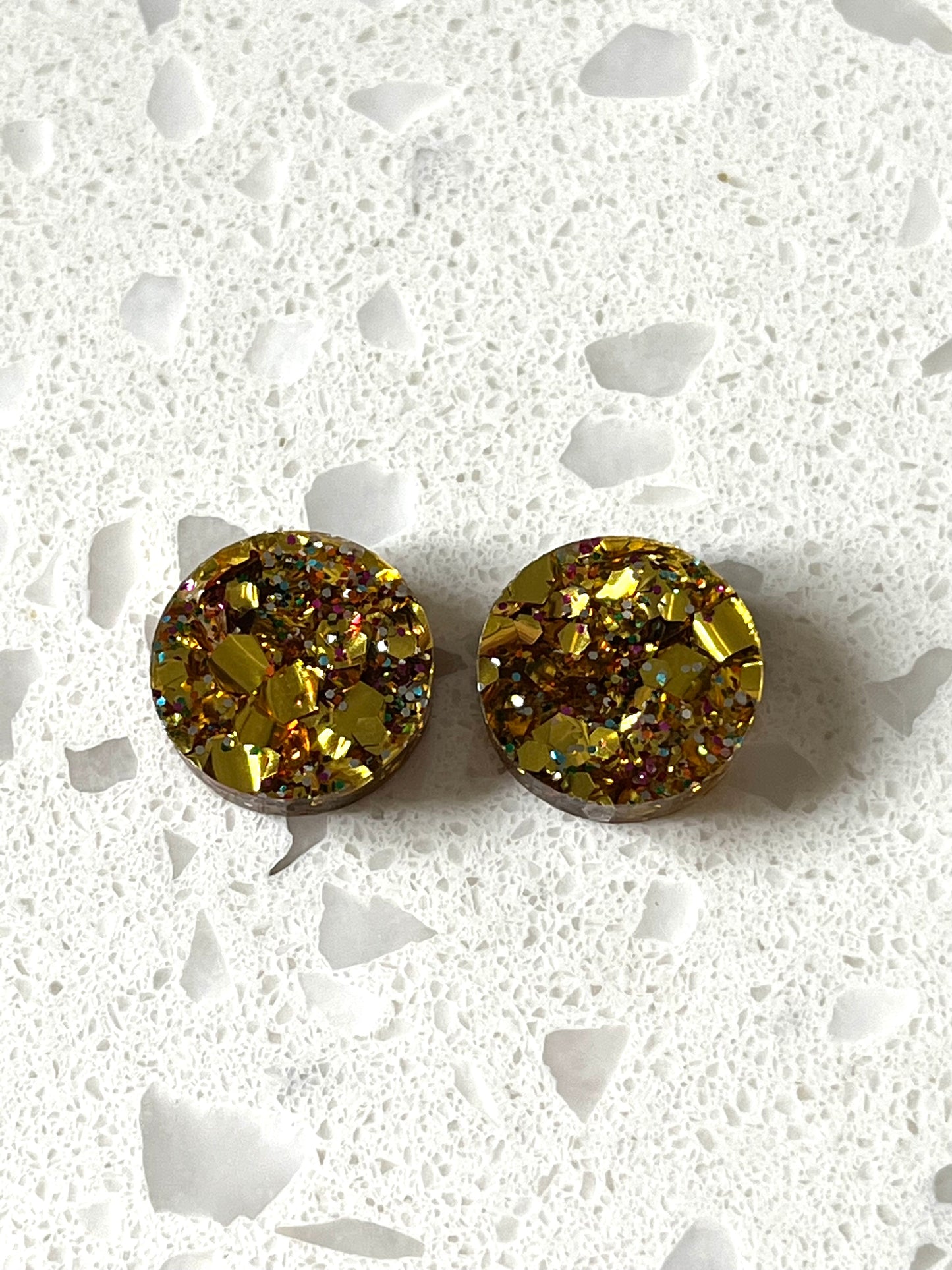 Mini Gold Rainbow glitter Statement Studs (1.5cms)