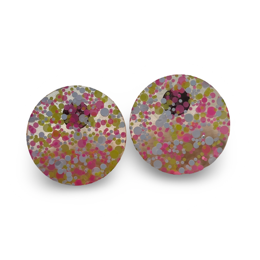 White, pink & yellow glitter studs 3.5cms