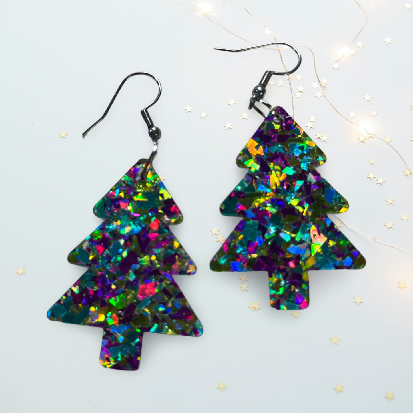 Holographic Green, Purple Tree Hook