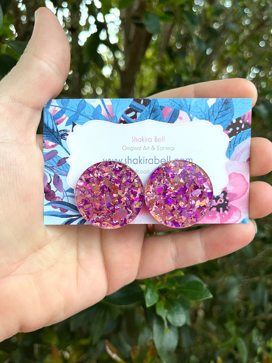 Pinky Purple Holographic acrylic Statement Studs