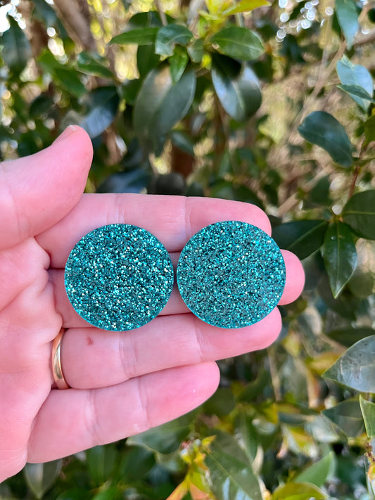 Glitter Teal/Aqua Statement Studs