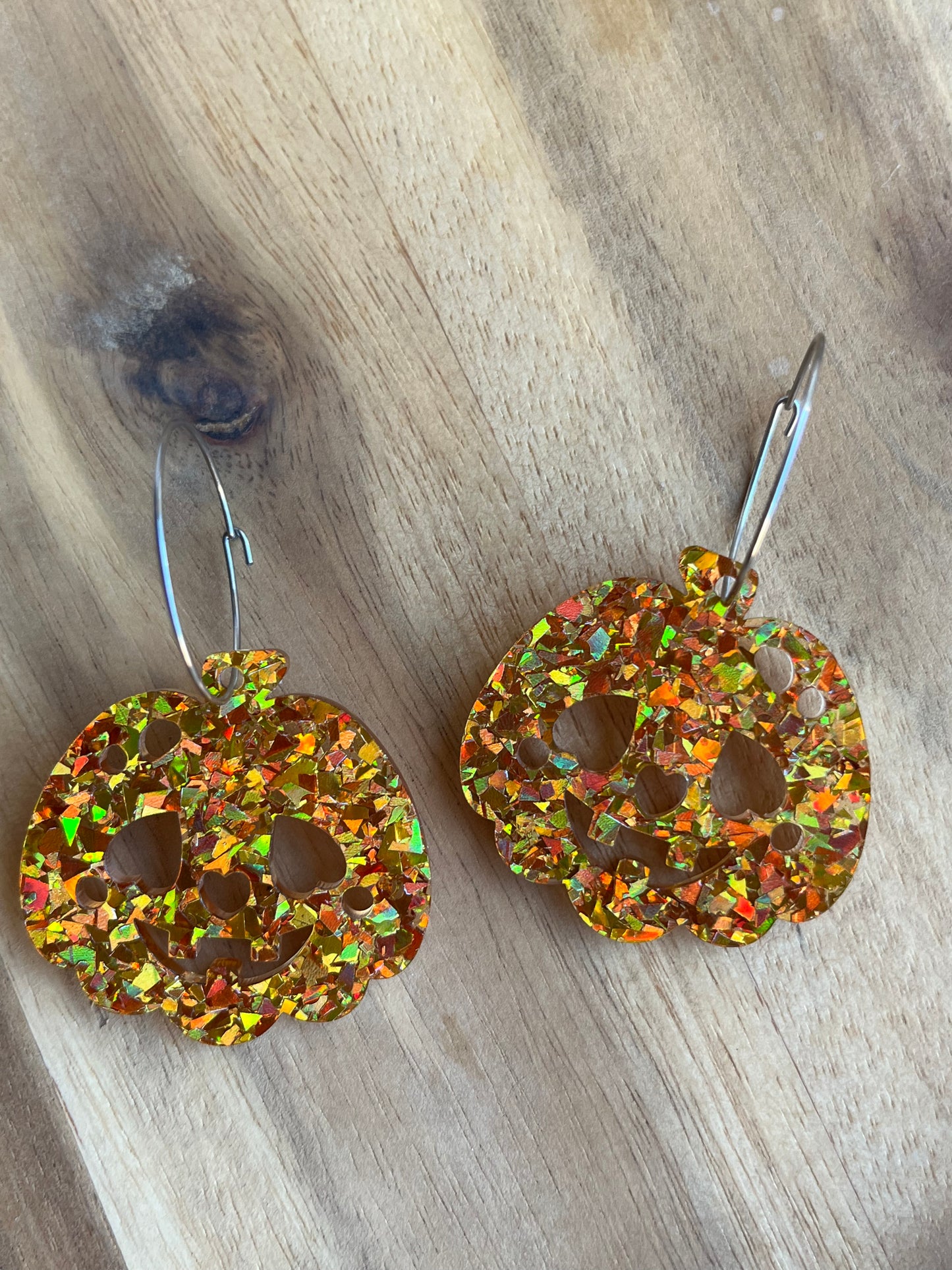 Orange Holographic Pumpkin 🎃 Hoops