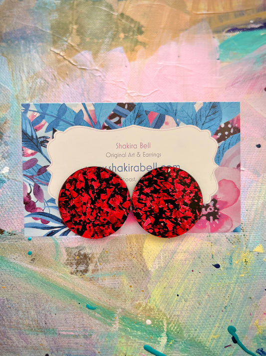 Ruby Red Foil Statement Studs