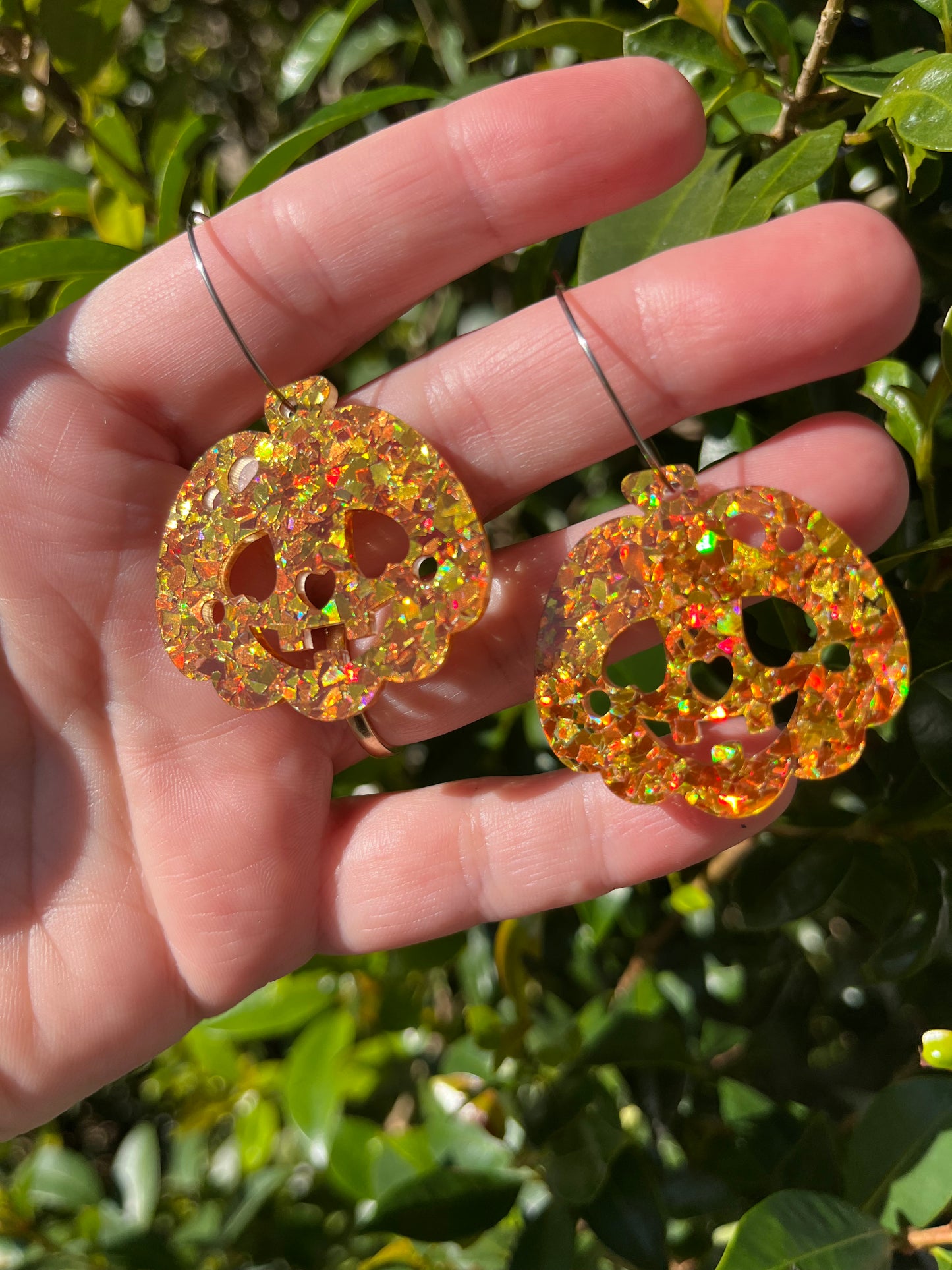 Orange Holographic Pumpkin 🎃 Hoops