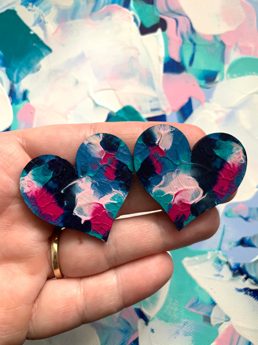 Arty Love Heart Studs