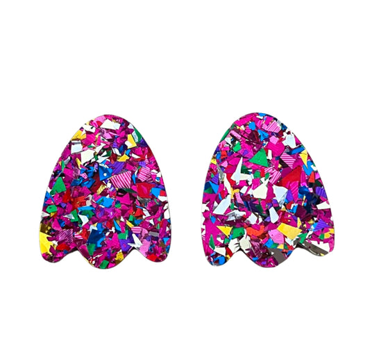 Rainbow foil acrylic Statement Studs