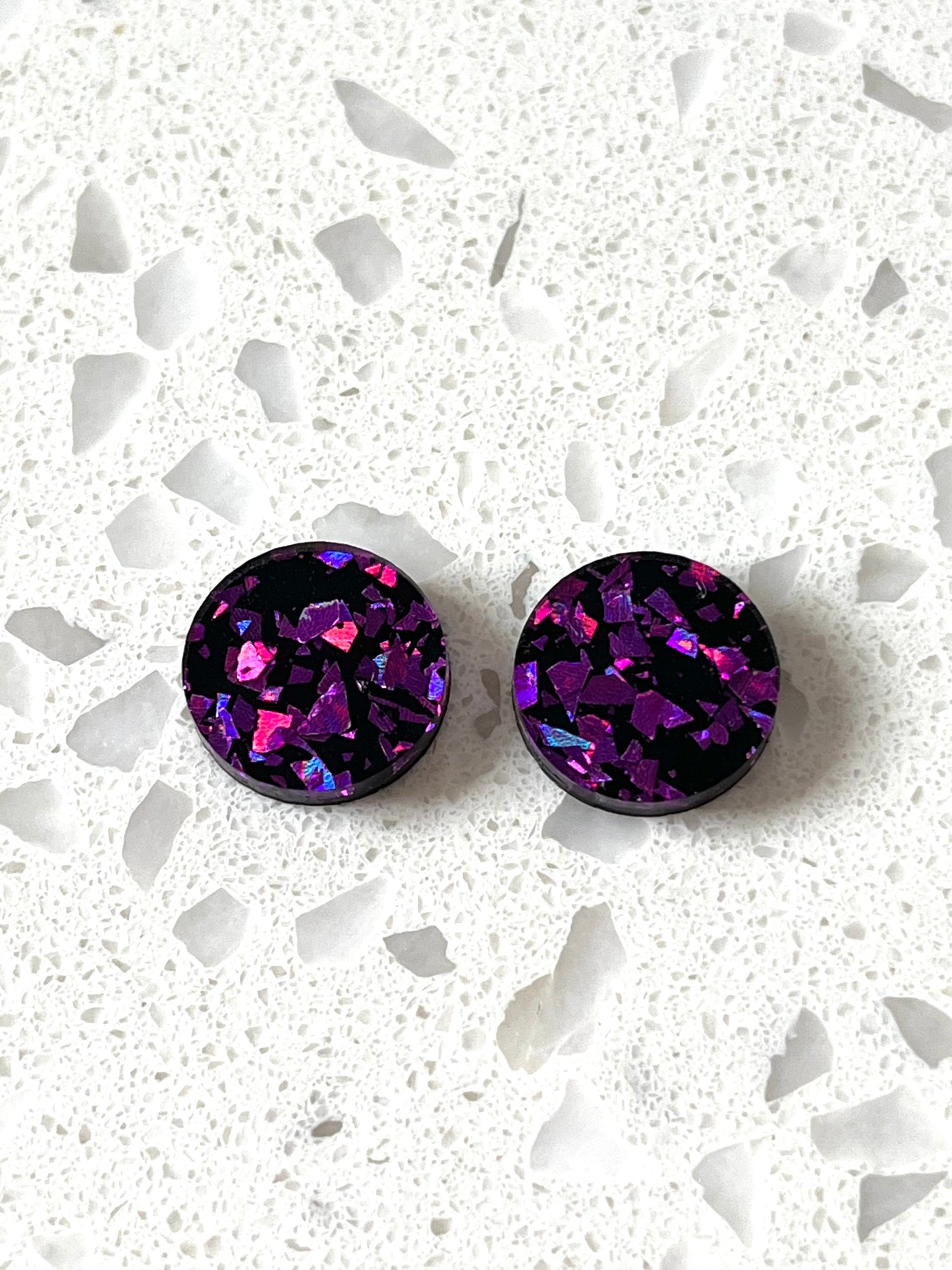 Mini  purple holographic Statement Studs (1.5cms)