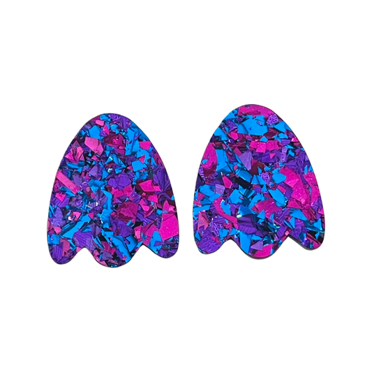 Purple Pink & Blue foil acrylic Statement Studs